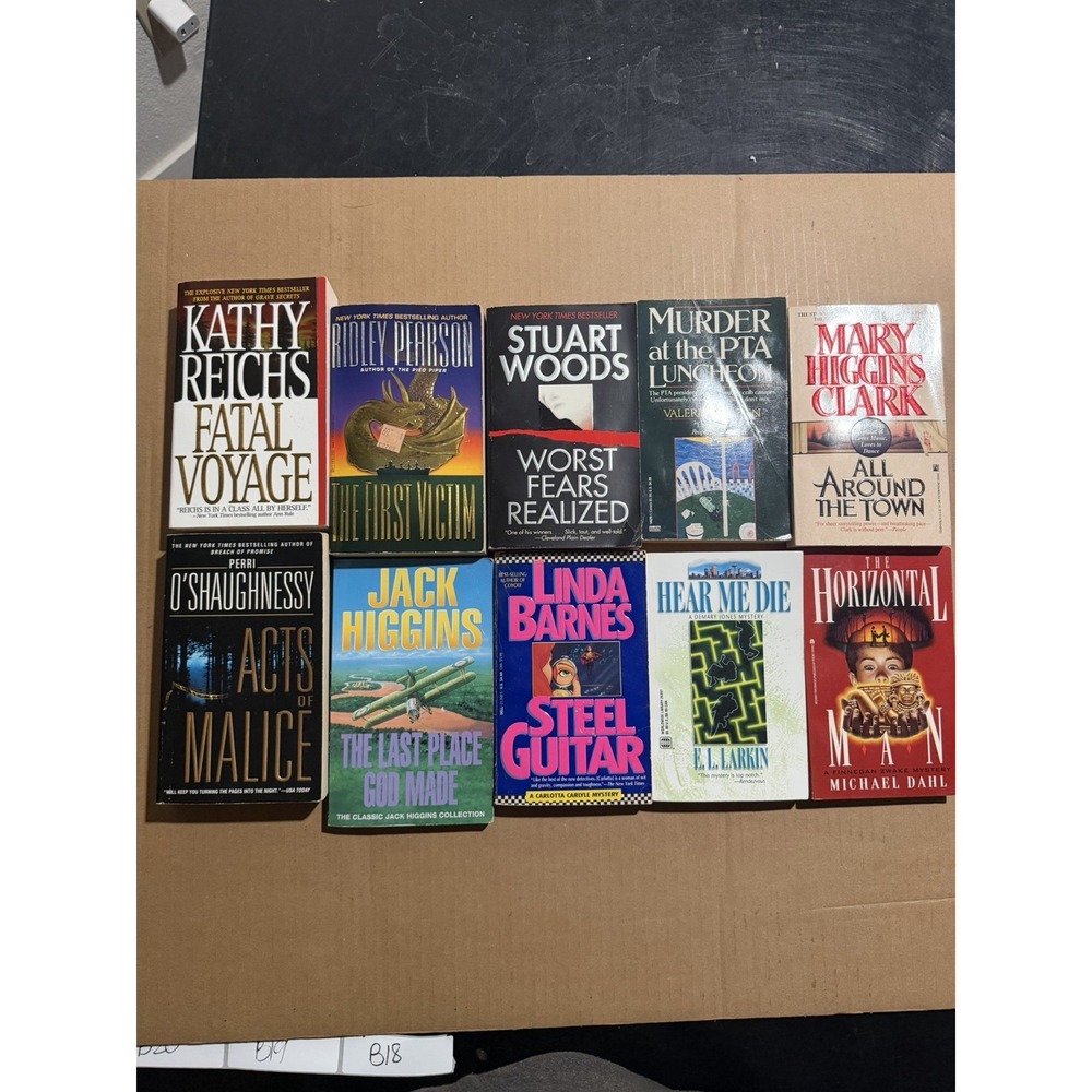Lot of 10 random murder mystery novel paperback books, various authors B18